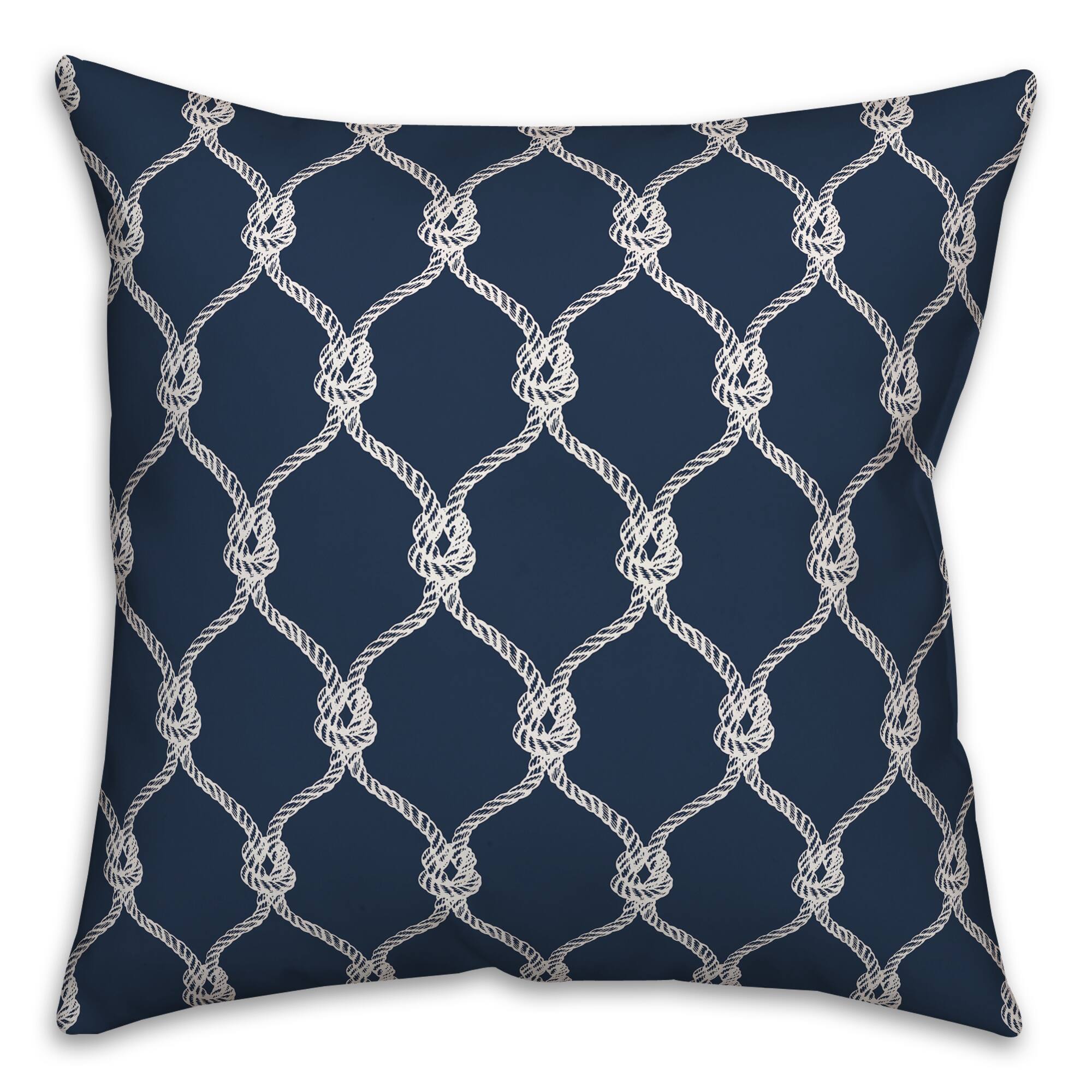 Navy Blue Nautical Knots Throw Pillow
